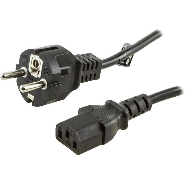 DELTACO Power Cord | Powercord | CEE 7/7 - IEC C13 | 0.5m | Black